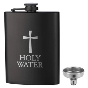 Heiliges Wasser, 8 Unzen 18/8 #304 Edelstahl Schwarz Flachmann für Schnaps, Auslaufsicher... - Bild 1 von 7