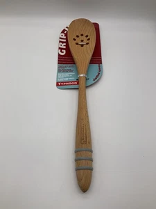 Typhoon Grip-It Kitchen Beech Wood With Silicone Banding Slotted Spoon - Picture 1 of 4