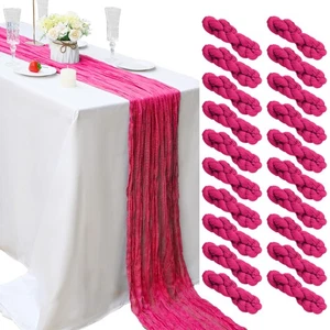 20 Pcs Hot Pink Cheesecloth Table Runner 10FT Boho Gauze Table Runner Romanti... - Bild 1 von 9