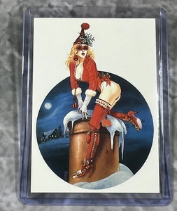 Tarjeta coleccionable Pin Up Angels and Amazons Chris Achilleos 1994 #15 Feliz Navidad - Imagen 1 de 2