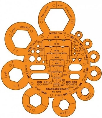 standardgraph Schablone 1309F Abrundungs Schablone / Mutternschablone - Bild 1 von 2