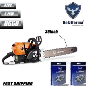 Cabezal eléctrico de motosierra de gas 92CC G660 con barra guía de 36" cadena de 3 piezas para MS660 066 - Imagen 1 de 4