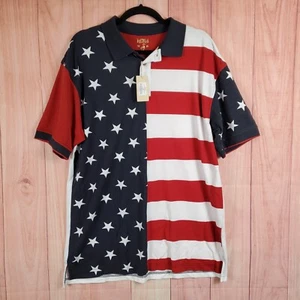 Red Head Co Shirt Mens Polo Shirt Sz Large American Flag Casual Vacation NEW - Picture 1 of 11