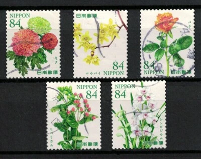 JAPAN 2023 COLORFUL FLOWERS SERIES 1 84 YEN COMP. SET OF 5 STAMPS IN FINE USED - Image 1 of 4