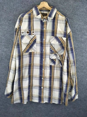 Knockout Shirt Mens 3XLB Beige Plaid Long Sleeve Multicolor Plaid 100% Cotton - Image 1 of 4