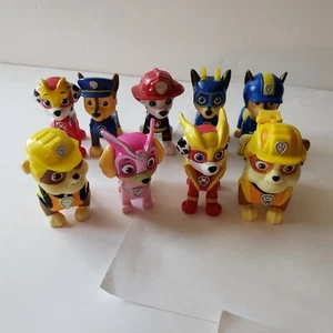 Lot of 9 Paw Patrol Pups Action Figure Marshall Skye Chase Rubble Pre-owned - Picture 1 of 10