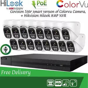 KIT FOTOCAMERA MICROFONO AUDIO HIKVISION 8MP POE CCTV SYSTEM IP UHD NVR 5MP 24/7 COLORVU - Foto 1 di 43
