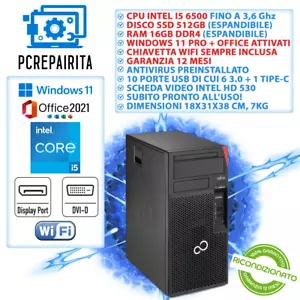FUJITSU PC COMPUTER DESKTOP FISSO I5 16GB RAM 512 SSD WINDOWS 11 RICONDIZIONATO - Foto 1 di 6