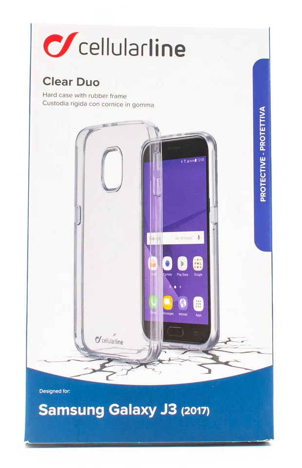 Cellularline Clear Duo Schutz Hülle Samsung Galaxy J3 (2017) Handy Tasche 359 - Bild 1 von 1
