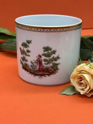 Richard Ginori Porzellan Übertopf Demitasse Angler Ernte Goldrand Italien - Bild 1 von 4