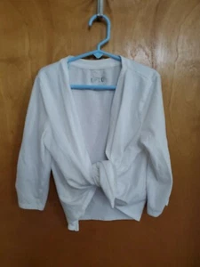 Girl's 10/12 Lg white shirt tie sweater top - Picture 1 of 2