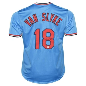 Andy Van Slyke Signed St Louis Blue Baseball Jersey (JSA) - Picture 1 of 3