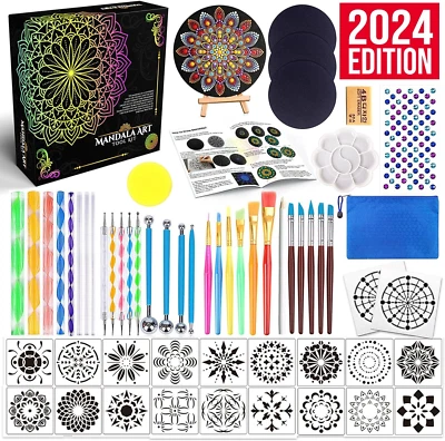 Kit de herramientas de punteado de mandala - Juego de herramientas de plantillas de pintura de punto de roca arte artesanía  Foto 1 de 4