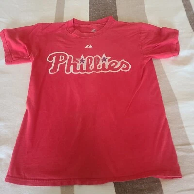 Chase Utley 26 Philadelphia Phillies Mens Small Red Majestic MLB Baseball Shirt - Image 1 of 4