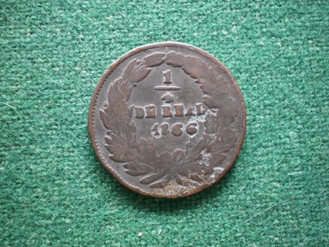 1866 MEXICO COPPER  1/4 real Coin Chihuahua KM 344 Cover