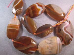 Caramel Agate Faceted Flat Nuggets Beads 9pcs