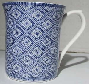 Queen's Blue Story Stucco Porcelain Coffee Tea Cup Blue & White Made in India - Picture 1 of 9