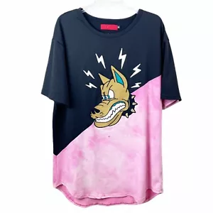 Vie + Richie Paris Woven Graphic Dog Tie Dye Colorblock Short Sleeve Tee Sz XXL - Picture 1 of 7