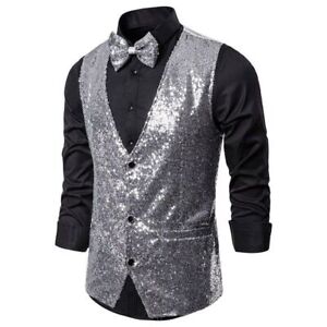 2023 newhot Suit vest black sequin vest men's party stage fashion 