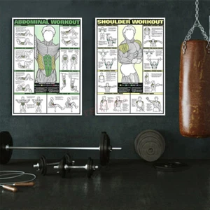 AU☑☑Gym Workout Poster All Body Chart Chest / Back / Abs / Etc Exercises Posters - Picture 1 of 13