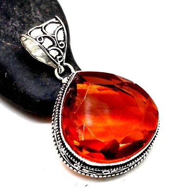 Colgante vintage de plata de ley 925 con piedras preciosas granate de hessonita talla 1,50 Foto 1 de 4