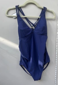Liz Lange Maternity Women's Size Small One Piece Swimsuit Criss Cross Back Blue - Picture 1 of 8