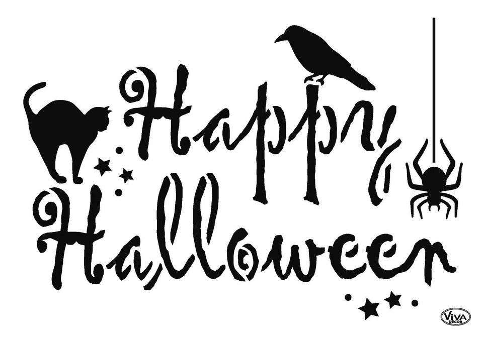 Universal Schablone Stencil A4, Halloween Spinne Rabe Katze DIY, NEU, 30015 - Bild 1 von 1