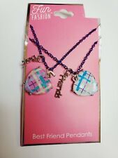 Walmart Brand Best Friend Necklace Heart Set Purple Chain 16 In W Extender New