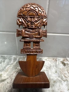 Wooden Peruvian Tumi Sacrificial Knife On Stand, 6” Tall, Hand Carved, PO-LN - Picture 1 of 5