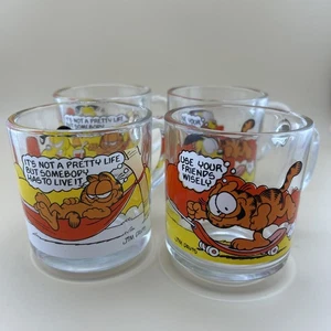 VTG Garfield McDonald’s 1978 Glass Collectors Mug Set of 4Easy To Get Along With - Picture 1 of 4