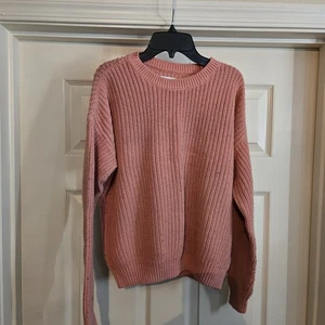 Woman's Sonoma Knit Sweater Braided Textured Pullover Crewneck Pink S Small - Bild 1 von 3