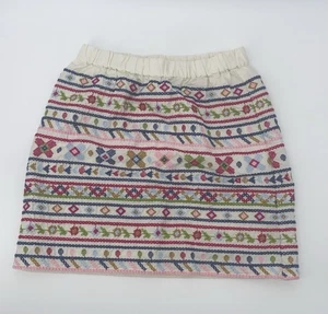 LANDS' END girls Floral Cross Stitch Embroidered Skirt 6X Multi-Color - Picture 1 of 4