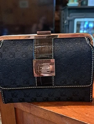 Preowned Liz Claiborne Wallet, Snap Flap, Black Fabric w/Logo, Silver Tone... - Image 1 of 4