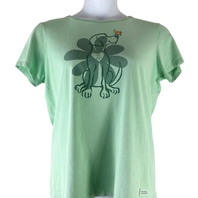 Life Is Good Graphic Tee Size Large Mint Green T Shirt Dog Design - Image 1 of 4