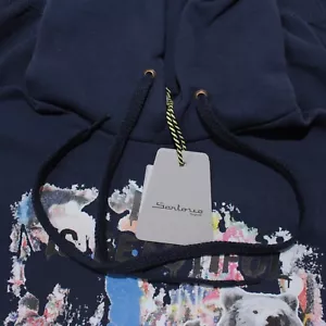 Sartorio Kiton NWT Pullover Hoodie Graphic Sweatshirt Size S Blue Cotton Blend - Picture 1 of 8