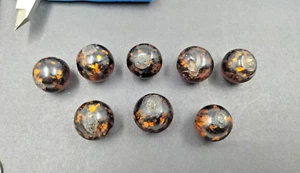 Scarce Antique Marble 8x German Handmade Mica Large Flecks - Dark Amber x8 - AF - Picture 1 of 15