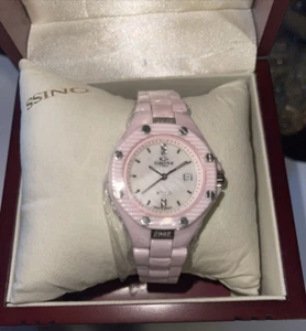 Oniss Paris Damenuhr Diamant-Akzent Rosa Silber Hi Tech Keramik neu - Bild 1 von 7