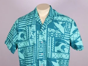 IDEGY Men’s Medium Aloha Shirt San Jose Sharks NHL Hockey Teal Together Print - Picture 1 of 9