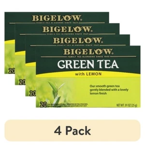 (4 pack) New Bigelow Green Tea with Lemon, Tea Bags, 20 Count - Picture 1 of 8