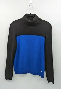 Michael Kors Sweater Women’s PL Petite Black Blue Colorblock Turtleneck - Picture 1 of 5