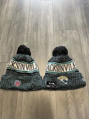 2X Jacksonville Jaguars Beanie Mens New Era Football Sideline Knit Pom Teal - Image 1 of 4