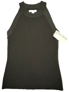 Suéter Nine West Halter Juniors Pequeño Negro Cuello Simulado Tejido Top Nuevo con Etiquetas - Imagen 1 de 7