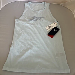 Reebok Tank Top Women's Small Light Blue Graphic Sleeveless Racer Back S - Picture 1 of 4