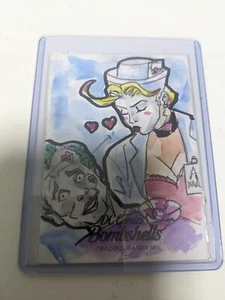 2019 Cryptozoic Bombshells Harley Quinn Joker 1/1 Sketch By Alex Starling - Bild 1 von 2