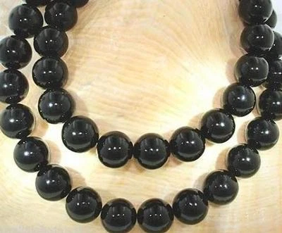 COLLAR DE CUENTAS REDONDAS CALIBRADAS CORAL NEGRO GENUINO 14 MM 19,5" #1 Foto 1 de 4