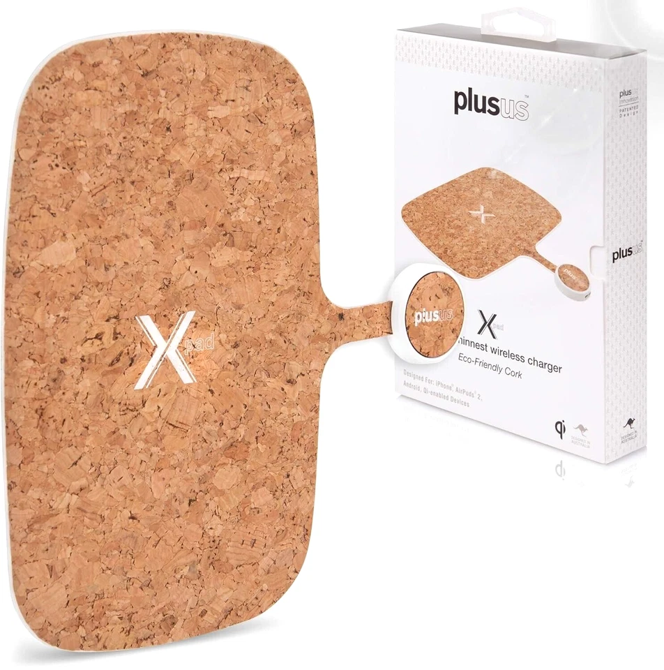 PlusUs Xpad Qi Wireless Fast Charger, Kabelloses Ladepad - Umweltfreundlicher Kork - Bild 1 von 4