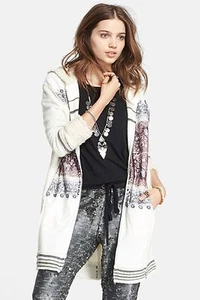 Free People Apline Escape Intarsienmuster Strick Reißverschluss Pullover Mantel Jacke $ 300+! - Bild 1 von 11