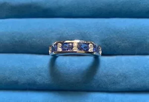 Tanzanite, Moissanite Half Eternity Band Ring - Size 8 (1.60 ctw.) - Picture 1 of 6