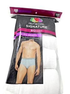 Fruit of the Loom Big Man Signature Briefs 5XB 58 - 60" 4 Pack White Big Tall - Picture 1 of 10