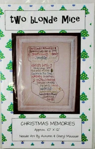 Two Blond Mice Embroidery Pattern CHRISTMAS MEMORIES Autumn & Cheryl Mousser - Picture 1 of 3